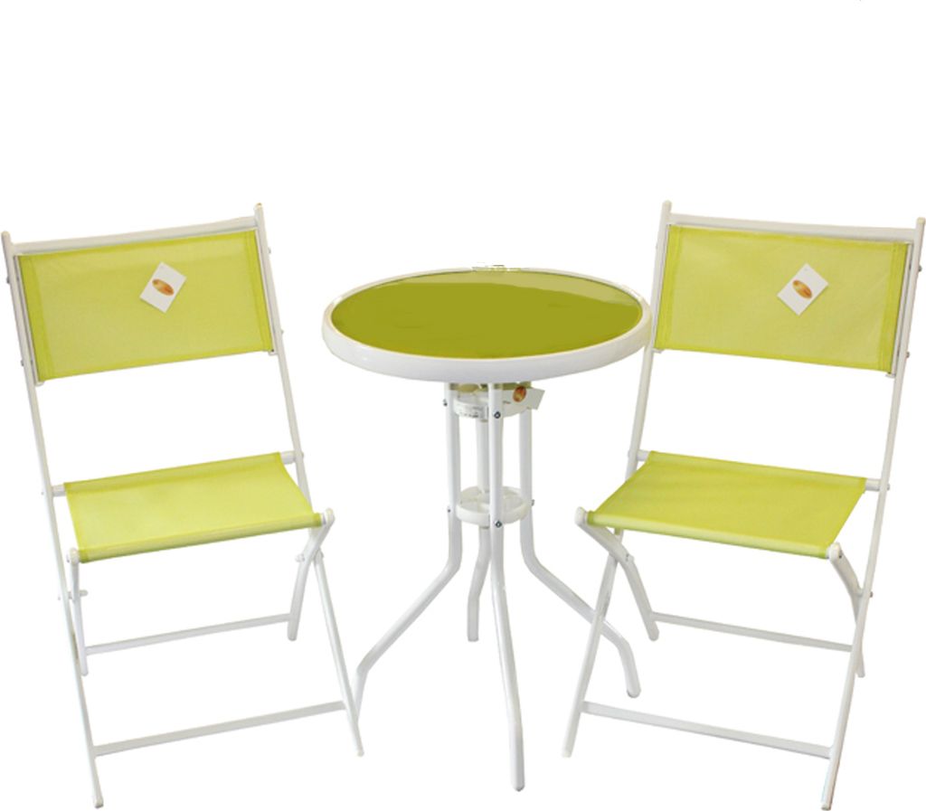 Sitz-Gruppe LARA 3tlg.Balkon-Set Bistro-Set Weiß grün Produktbild 