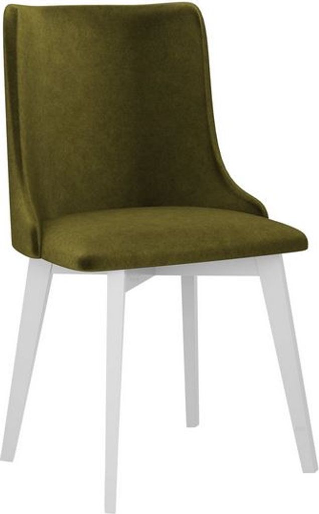 MIRJAN24 Stuhl Monti V, Esszimmerstuhl aus Buchenholz, 48x53x83 cm (Holzfarbe: Weiß, Stofffarbe: Zetta 297)