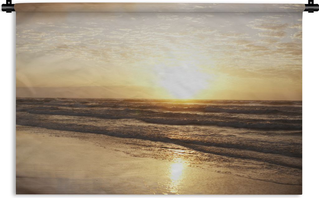 MuchoWow Wandteppich Wandbehang Strand - Sonne - Wolken 90x60 cm Tapisserie Dekoration Wandtuch - Wandskulpturen - Bildteppich