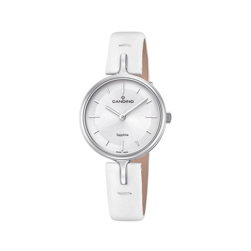 Candino Damen Uhr C4648/1 Armbanduhr Lederarmband weiß