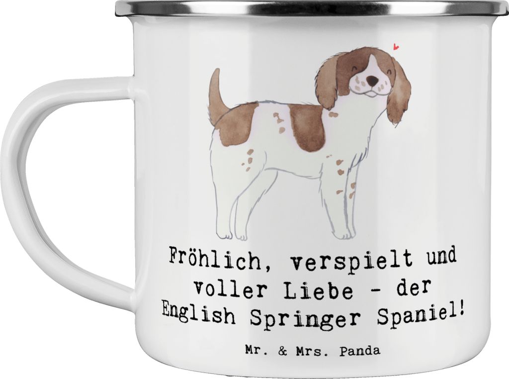 Mr. & Mrs. Panda Emaille Tasse English Springer Spaniel Freude - Weiß - Geschenk, Becher, freundlich, Teetasse, Hundeliebhaber, Hunderassen, Leben...