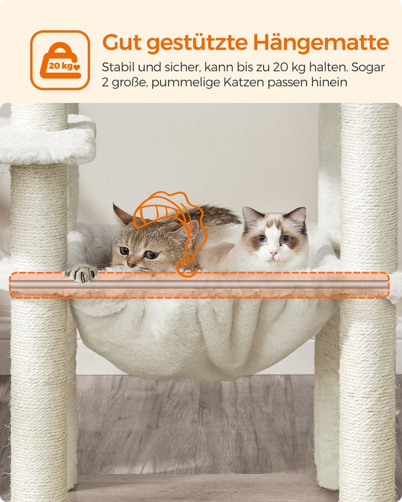FEANDREA Kratzbaum, 500 g/m² Plüsch, 138cm, leicht Produktbild 5