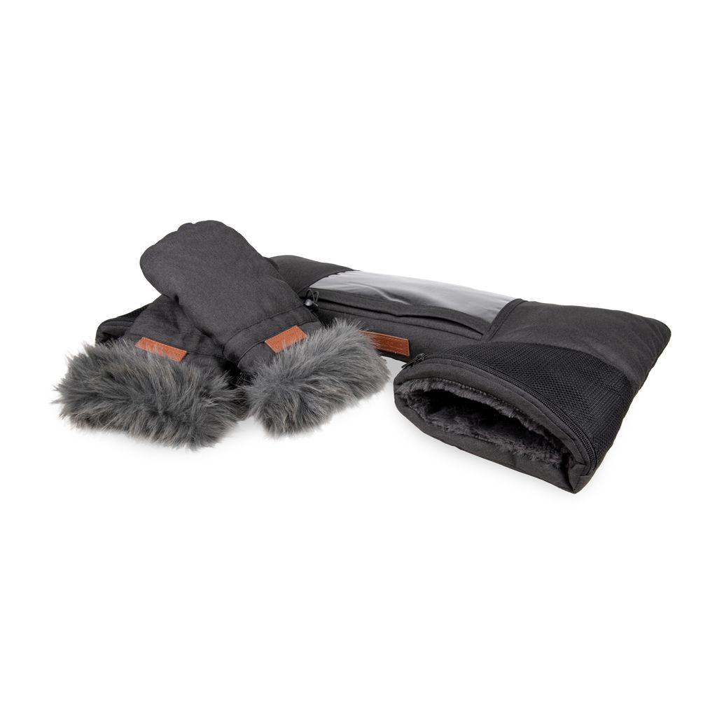 WONDERFOLD Kinderwagen Handwärmer, Wasserabweisende Fäustlinge, Warmes Kunstfellfutter, Touchscreen-Tasche, Taschen - Kinderwagen Zubehör (W4)