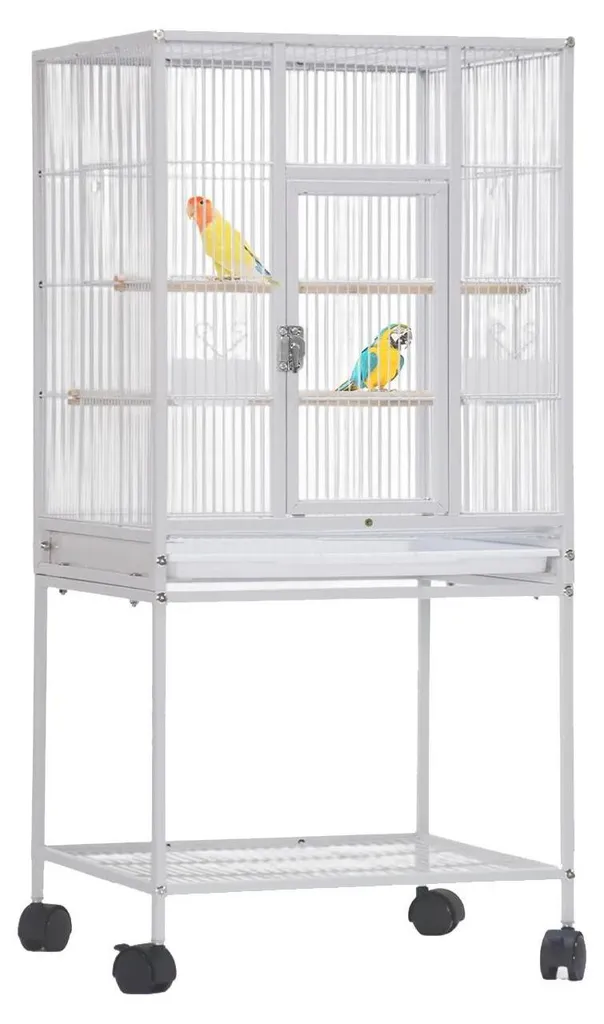 Cage oiseaux spacieuse anti-projection blanche modèle Protect-V