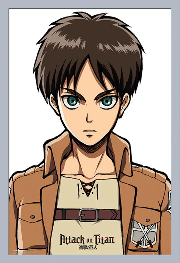 Poster Incorniciato Attack on Titan Eren Yeager Cornice Argento 61x91