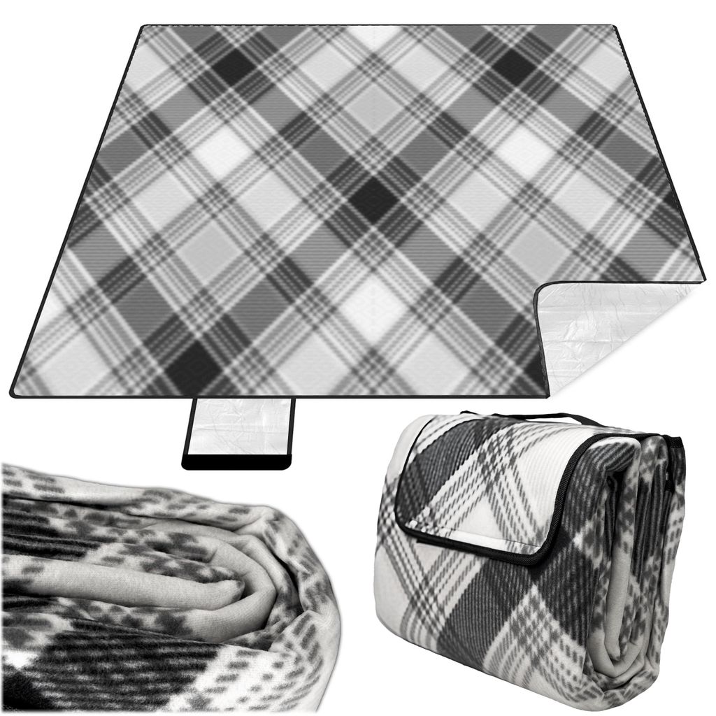 EBRAN TRADE Picknickdecke 200x200 cm Grau-Schwarz, Produktbild 