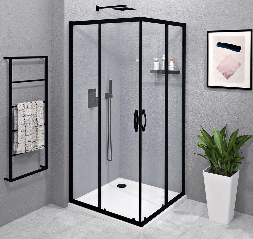 Gelco SIGMA SIMPLY BLACK Eck-Duschabtrennung 800x800 mm, Eckeinstieg, Klarglas