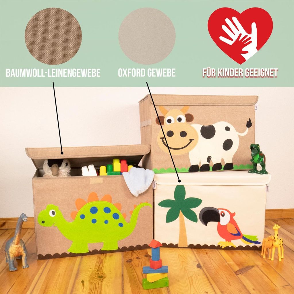 Elefant Lifeney Aufbewahrungsbox Kinder groß 51 x 36 x 36 I Spielzeugkiste I Kiste mit Deckel für Kinderzimmer I Aufbewahrungsboxen mit Deckel I Spielzeugaufbewahrung 