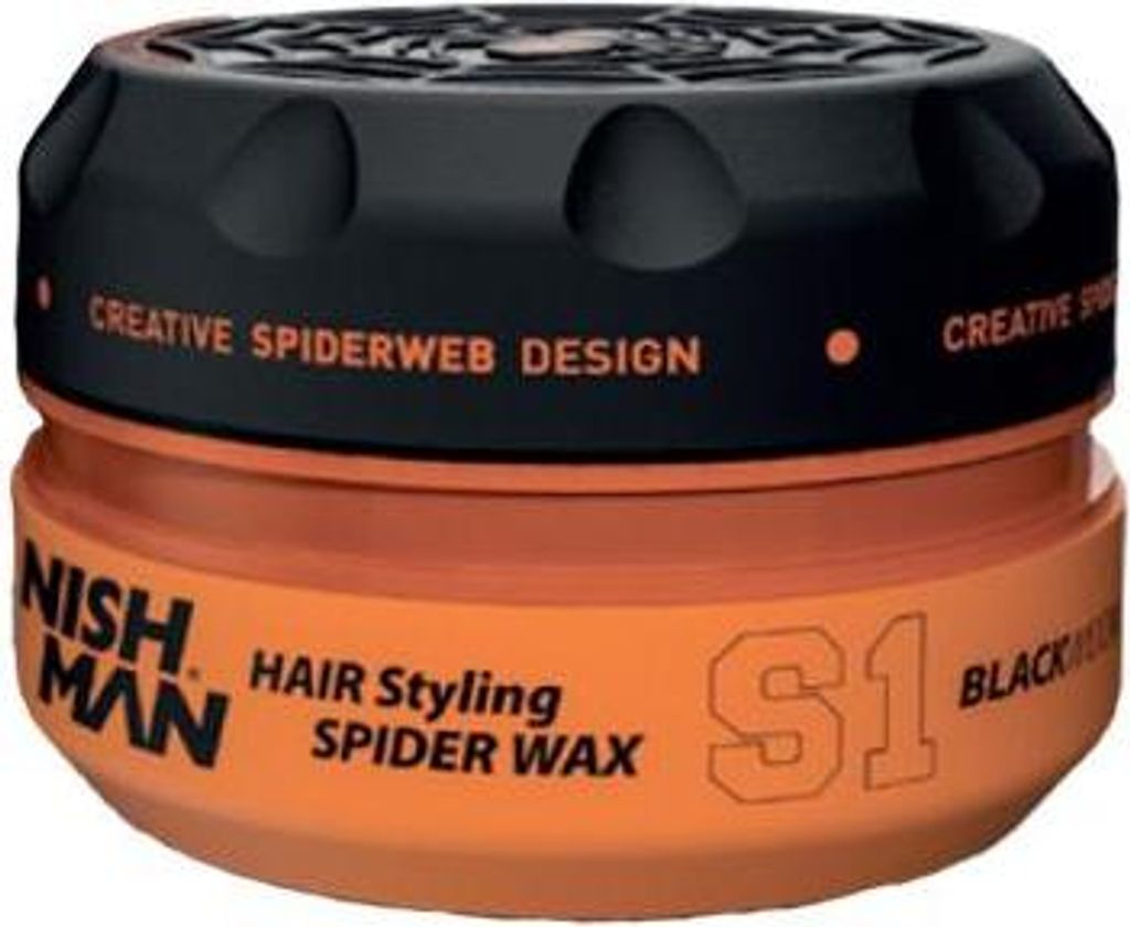 Nishman | Haarwachs Aqua Spider S1 - 150ml - Schwarz - Starkes Halten - Hochglanz - Flexibles Styling