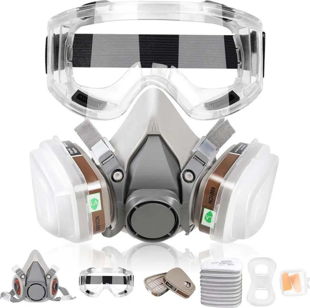 Masque respiratoire filtrant avec lunettes et bouchons anti-bruit