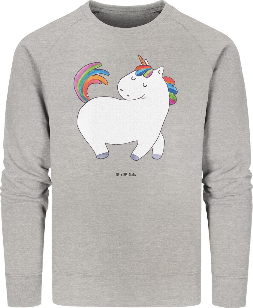 Mr. & Mrs. Panda Baumwoll Pullover Einhorn Stolzieren Größe XL - Heather Grey - Geschenk, Sweater, Pferd, Anders, Einhörner, Unicorn, Pulli, Run...