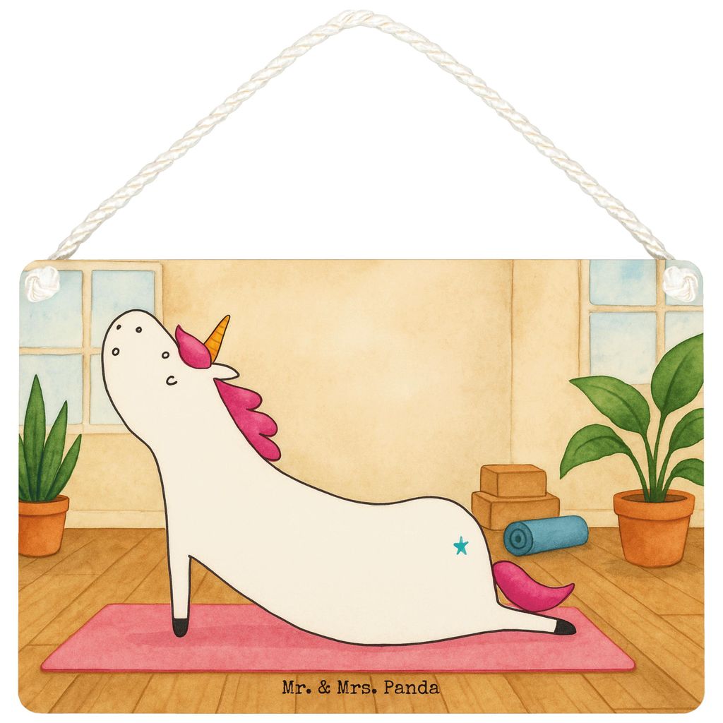 Mr. & Mrs. Panda Schild Einhorn Yoga Design DIN A5 - Weiß - Geschenk, Wandbild Holz, kleine aufmerksamkeit, Yogamatte, holzbild, Türschild, Sport...