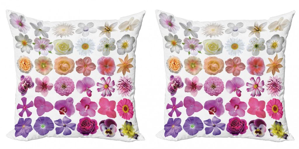 ABAKUHAUS Blume Kissenbezug Set (2Stück), Muster Der Verschiedenen Vase Blumen Botanische Wild Orchid Floral Natur Art, 60x60cm, Weißer Flieder Rosa