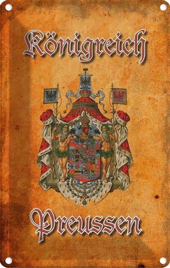 vianmo Blechschild 18x12 cm Königreich Preussen Wappen Flagge Abenteuer Reisen Urlaub Fahne