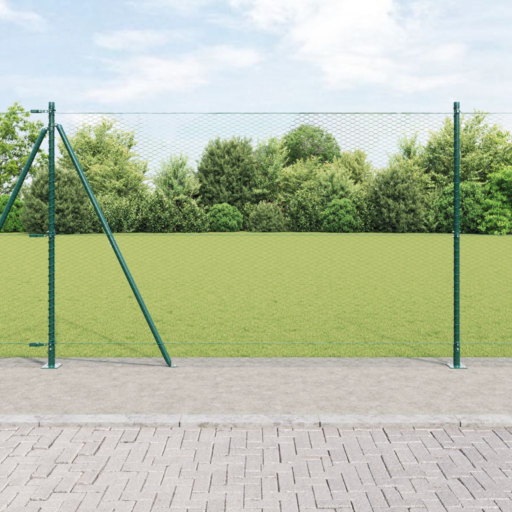 Sechseckzaun Grün 1,6x10 m Stahl, Zaunzubehör DesignMöbel Neu