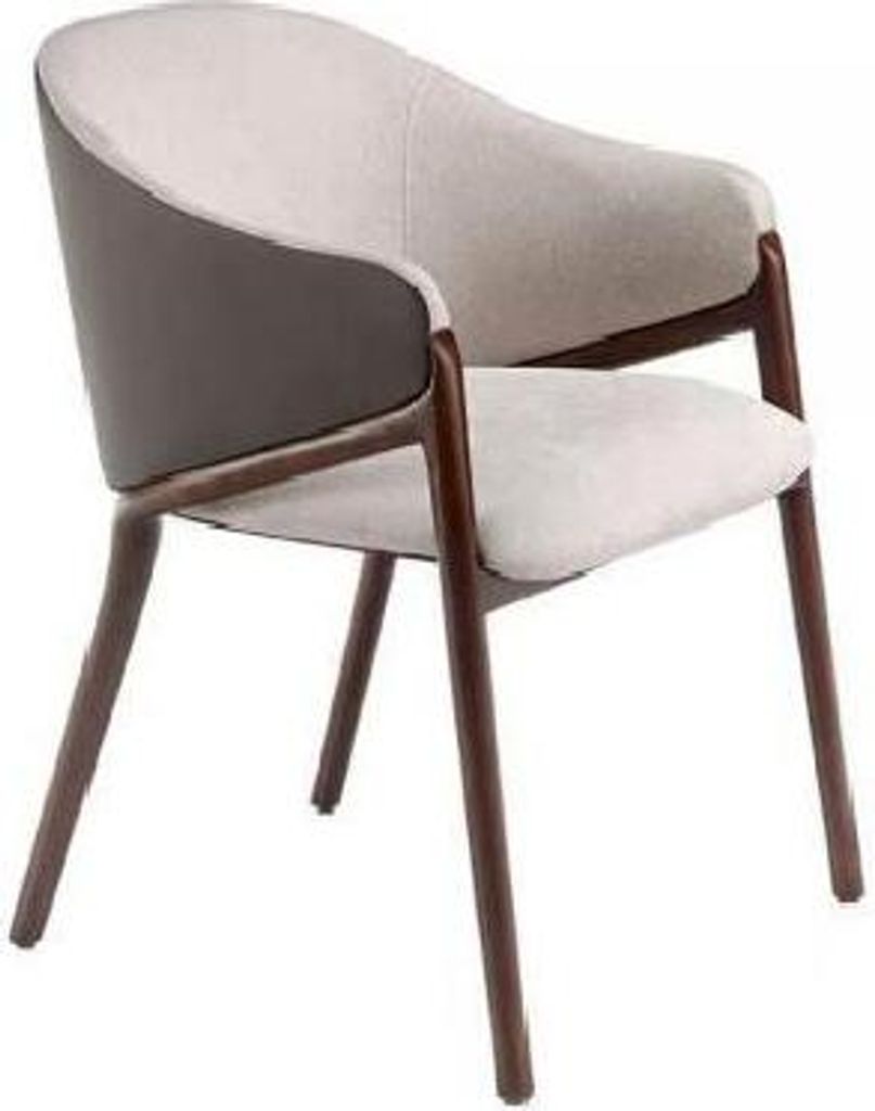 Designer Taupe Esszimmer Stuhl Holzgestell Luxus Polster Einsitzer Stühle