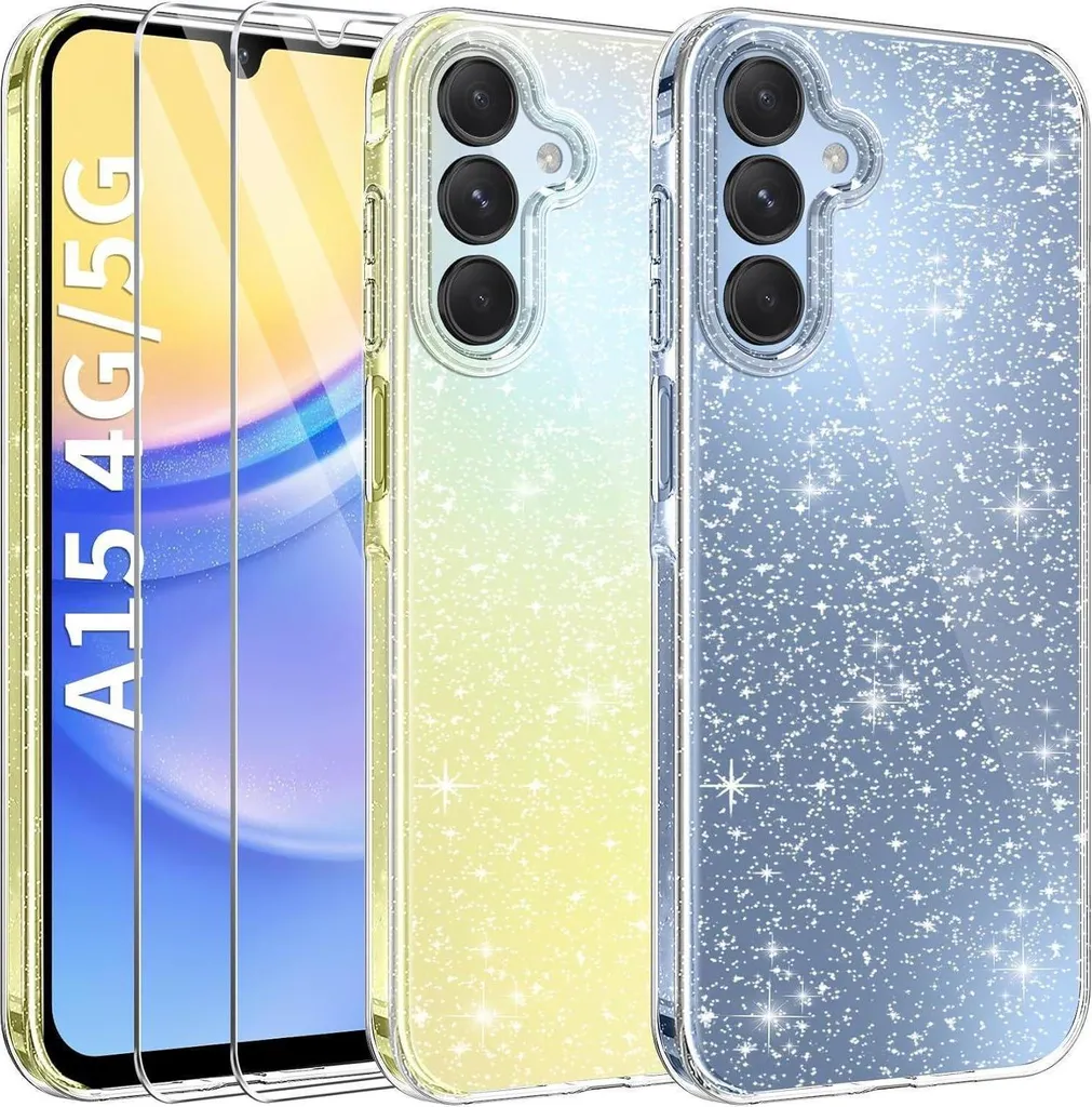 Protection Samsung Galaxy A15 Transparente Paillettes avec Verre Ecran