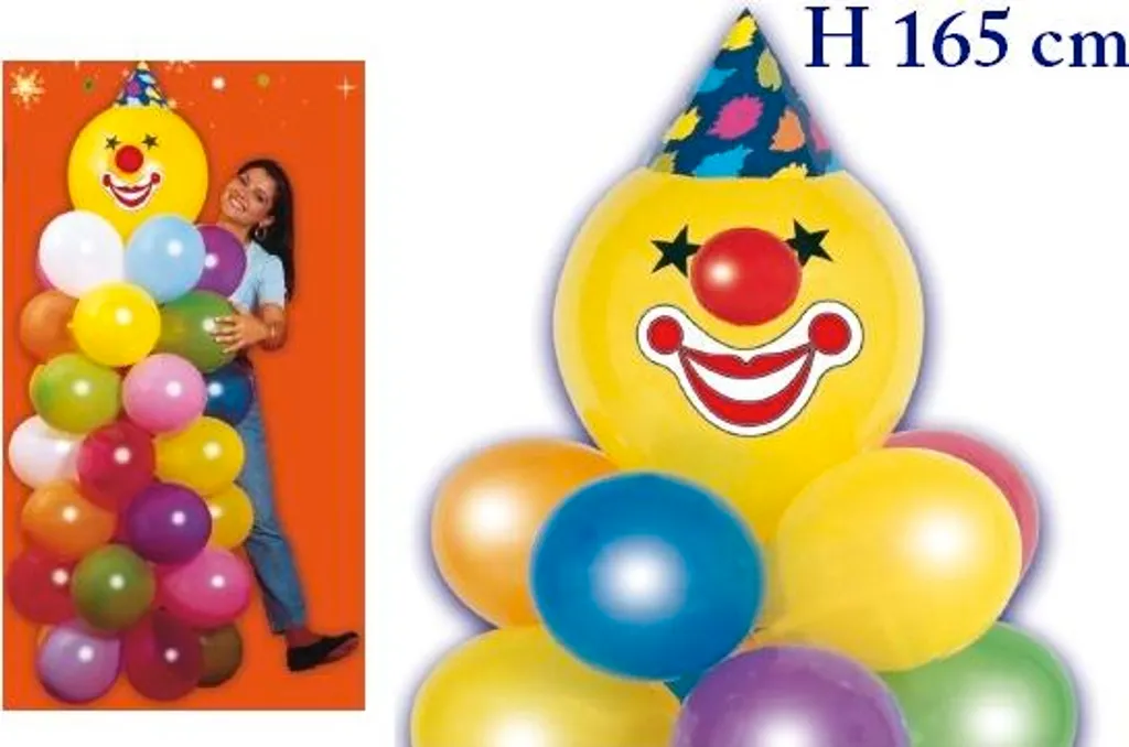 Grand ballon clown multicouleur 165 cm en aluminium haute résistance