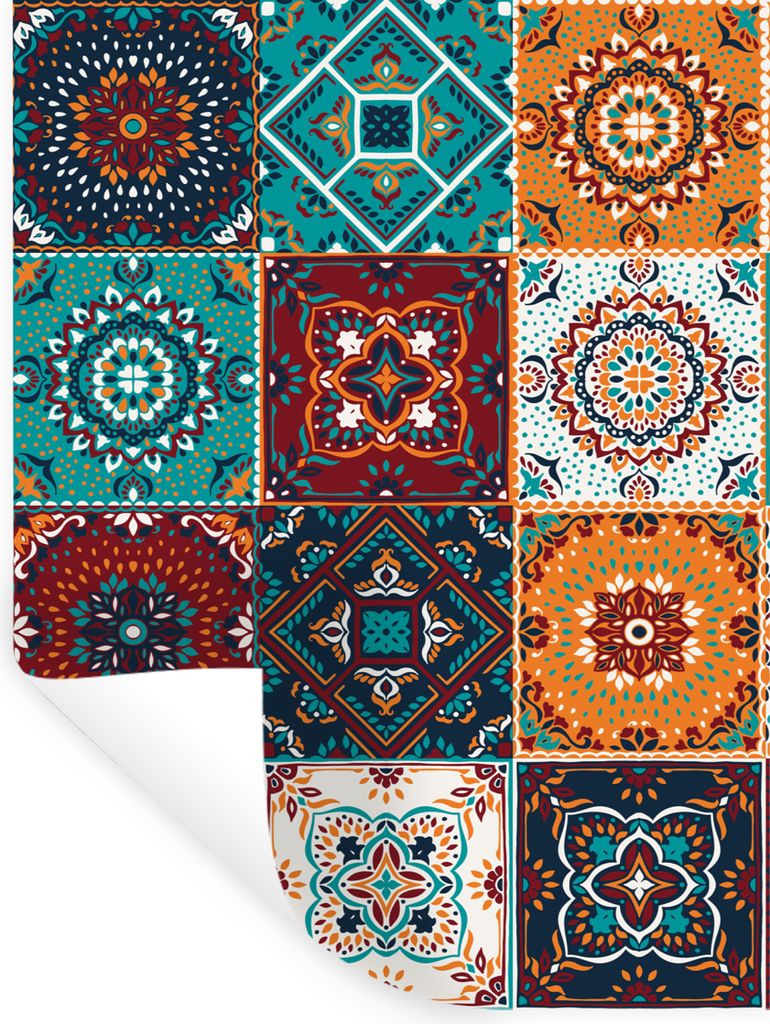 MuchoWow Wandtattoo Wandsticker Wandaufkleber Retro - Blatt - Design - Orange - Braun 120x160 cm Selbstklebend und Repositionierbar - Wierderverw...