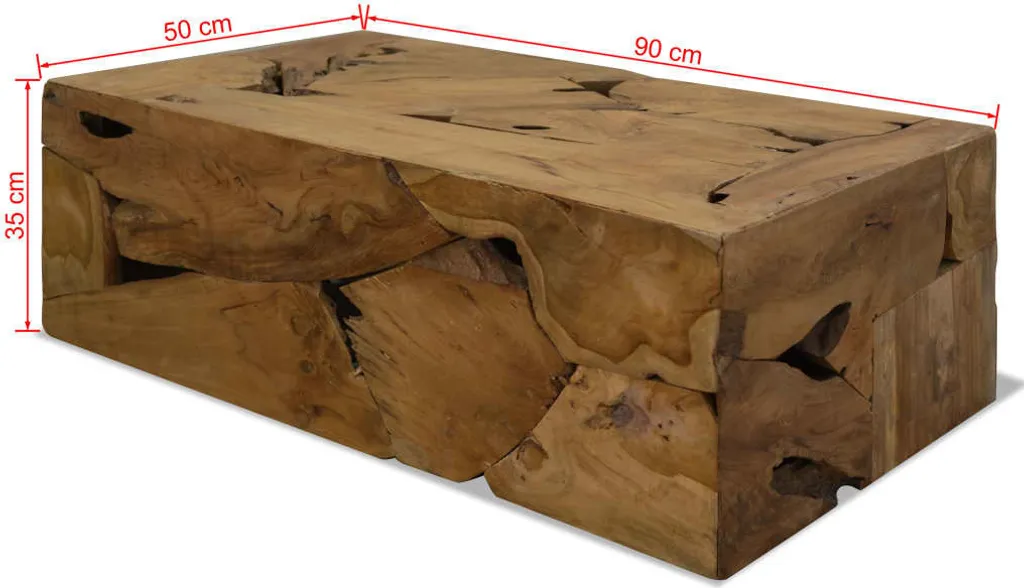 Table basse en teck massif brun vidaXL structure robuste 90cm - 9
