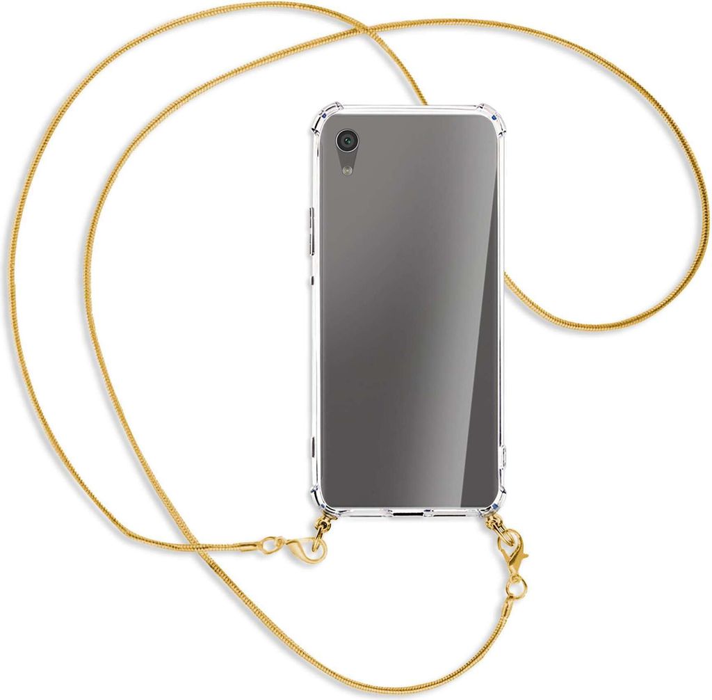 Handykette Backcover-Schutzhülle mit Band (Metall goldfarben) für Sony Xperia XA1 Ultra - goldfarbene Kette Snake