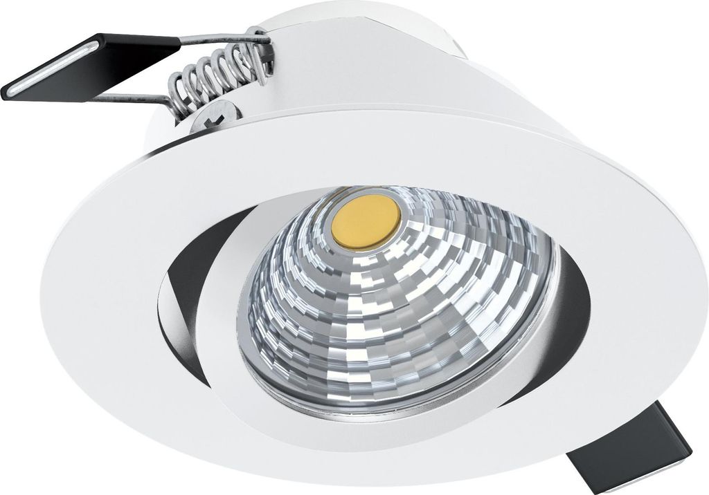 EGLO LED Einbaustrahler Saliceto, Deckenspot dimmbar, runder Deckenstrahler flach, Aluminium in Weiß, warmweiß, Ø 8,8 cm