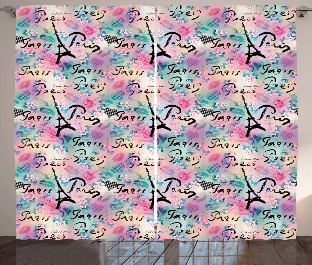 Offerta Tenda ABAKUHAUS 280x175 Paris | Fiori Rosa Romantici Green