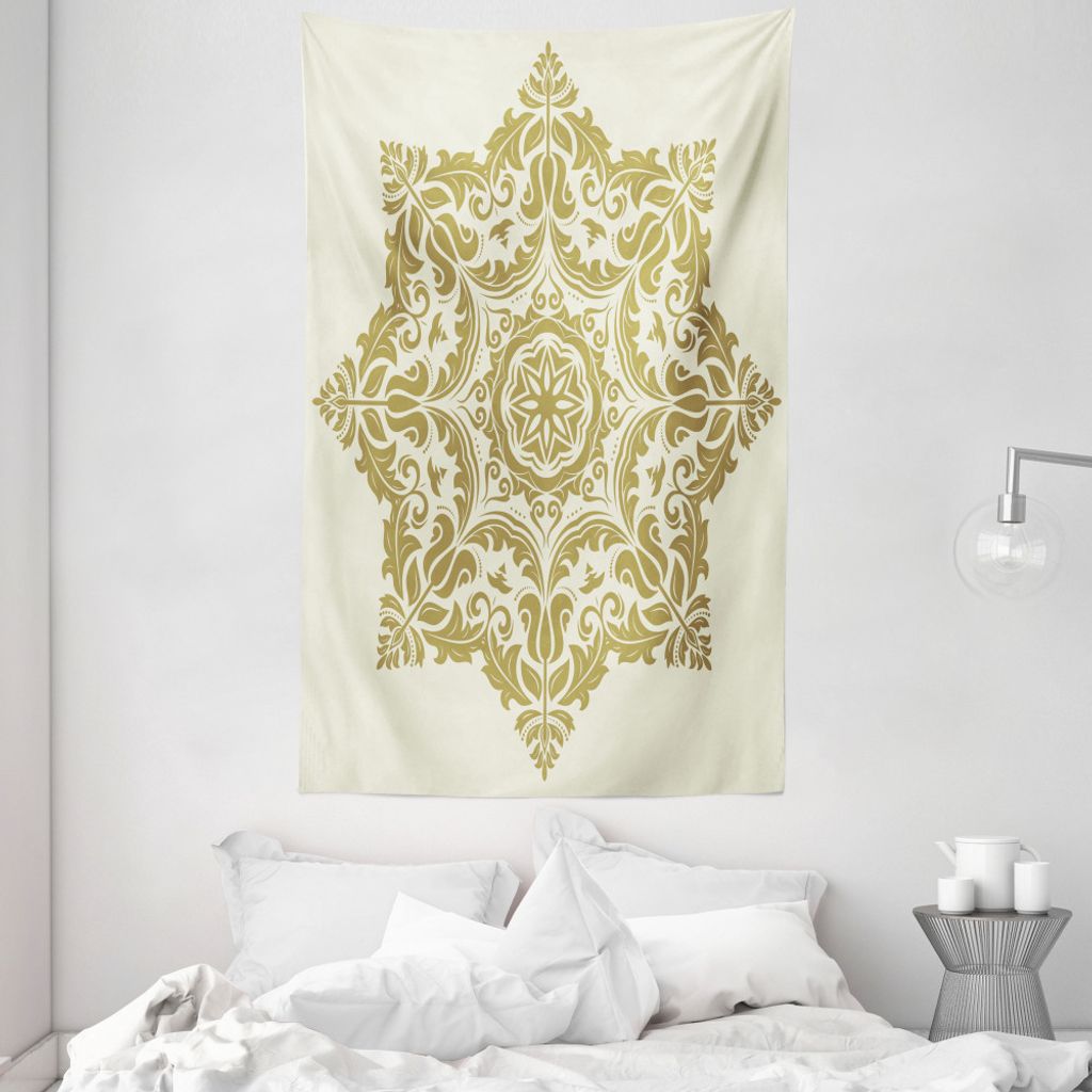 ABAKUHAUS Stern-Mandala Wandteppich und Tagesdecke, Klassisches Blumen-Motiv aus Weiches Mikrofaser Stoff Waschbar ohne Verblassen Digitaldruck, 14...