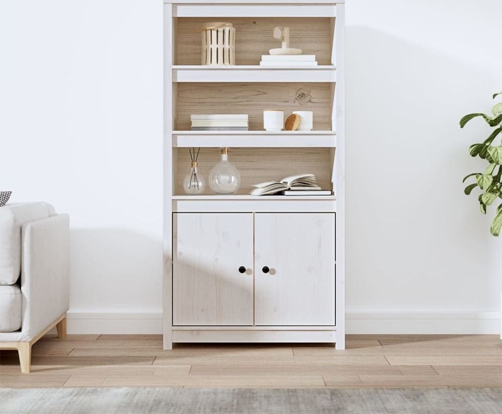 vidaXL Highboard White 80x35x154 cm Masivní borovicové Obrázek produktu 