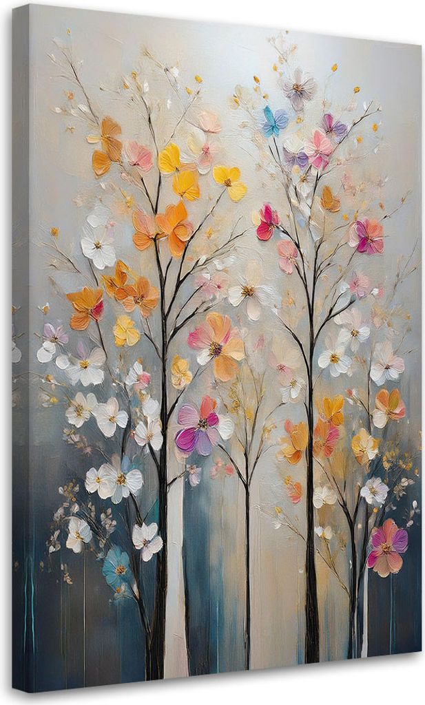 Leinwandbild Bunter Baum Abstraktion 80x120 Feeby Grau bild für die wand bereit zum aufhängen