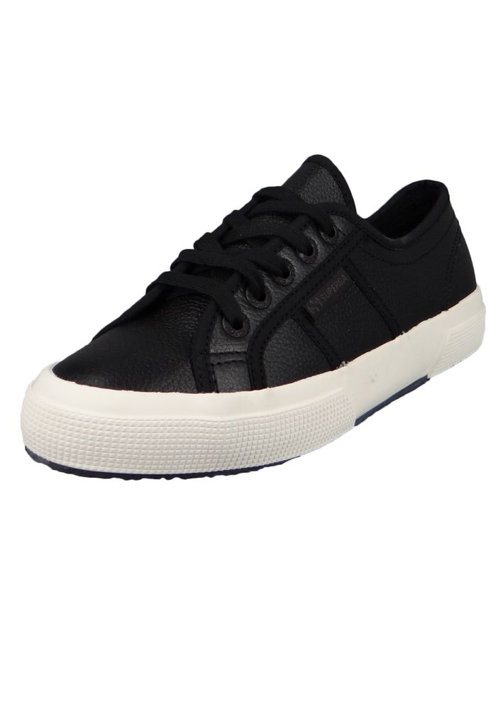 Superga Damen Low Sneaker 2750 Tumbled Leather Low Top S009VH0 Schwarz