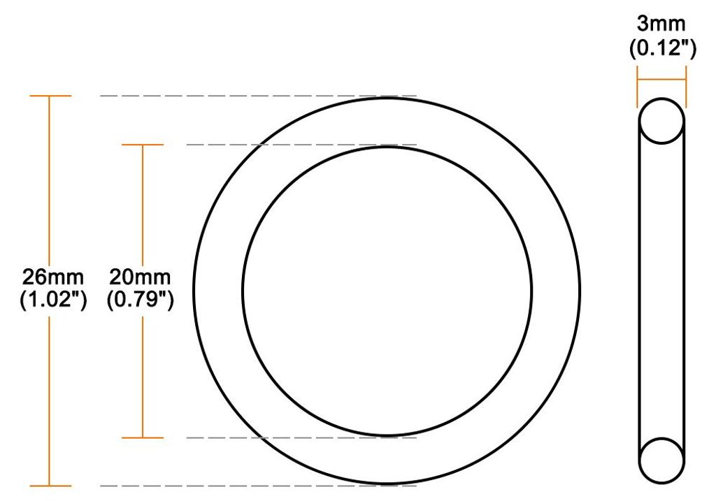 10Stk Silikon O-Ring VMQ Versiegelung Dichtring 26mm AD 20mm ID 3mm Breite Wei?