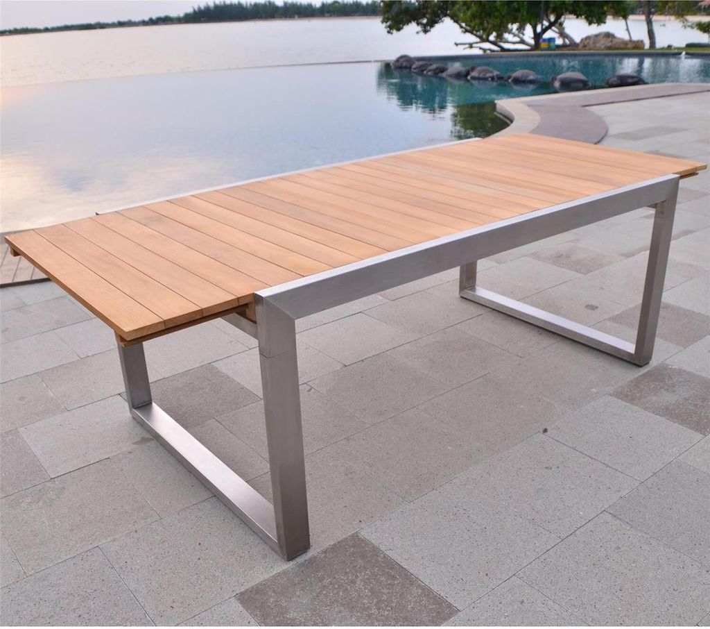 Teako Design Esstisch Baitone Teakholz Edelstahl 140x80x76 Produktbild 