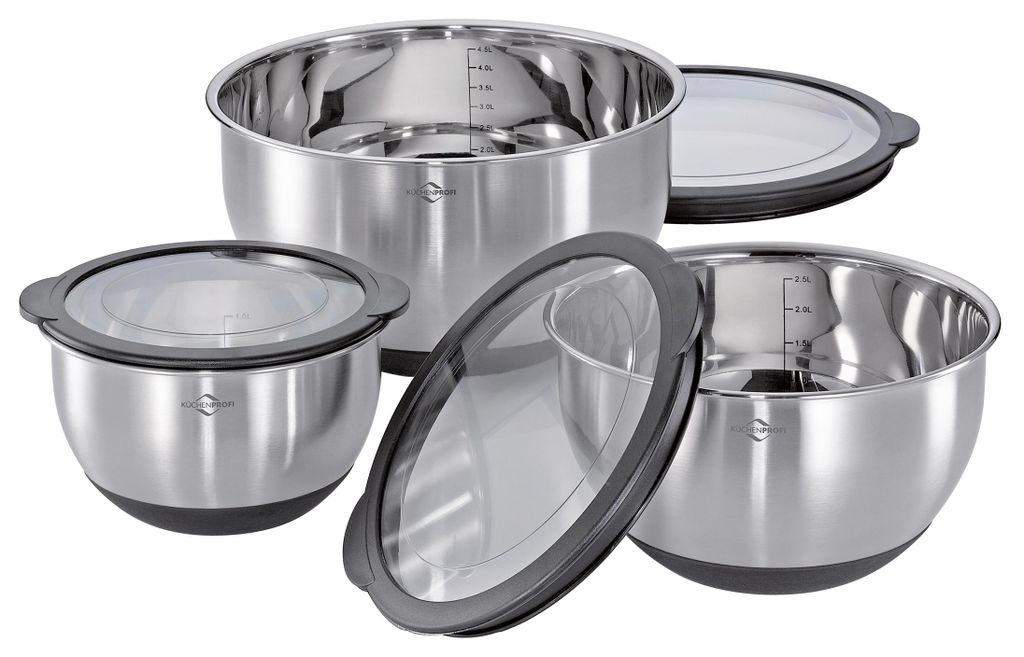 Küchenprofi Schüssel-Set mit Deckel DELUXE rutschfest, Immagine del prodotto 
