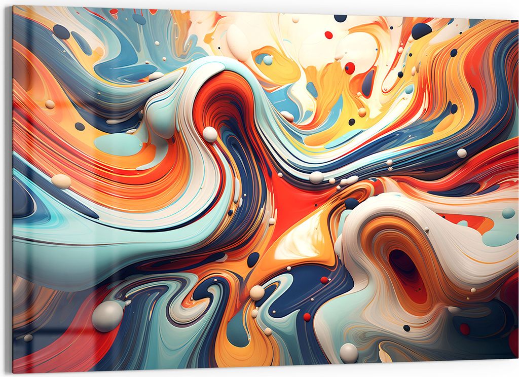 DEQORI Glasbild Echtglas 90x60 cm 'Fluides Echo' Wandbild Bild modern Deko