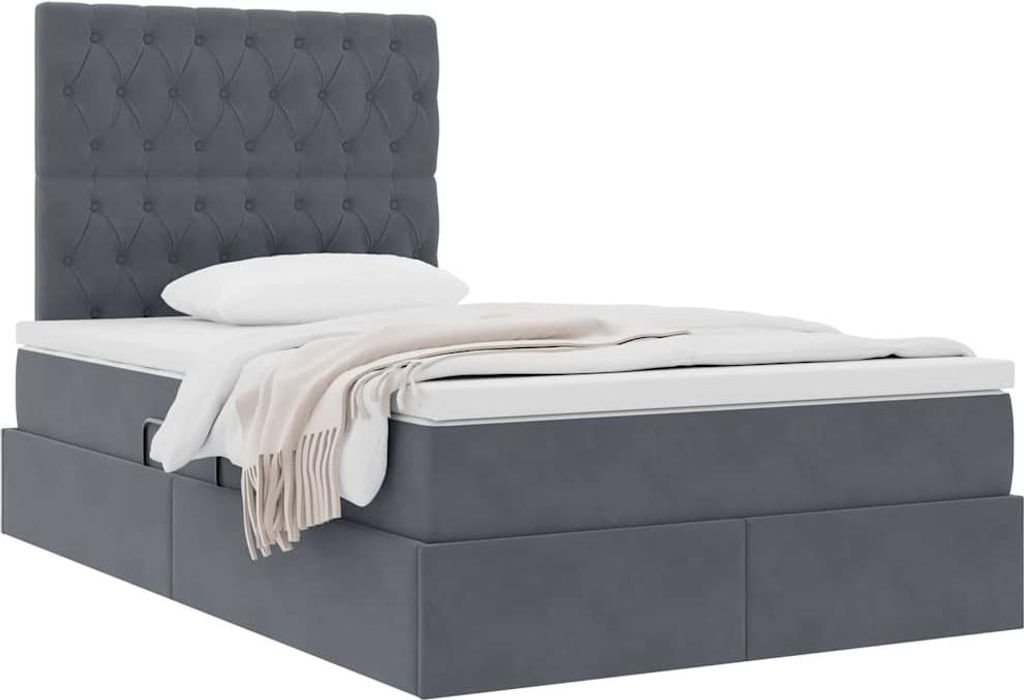 “2026 Modern“ Aufbewahrungsbett mit Matratze Dunkelgrau 120 x 200cm Samt - Designermöbel 178545 - Klassische BettenJugendbett Tagesbett