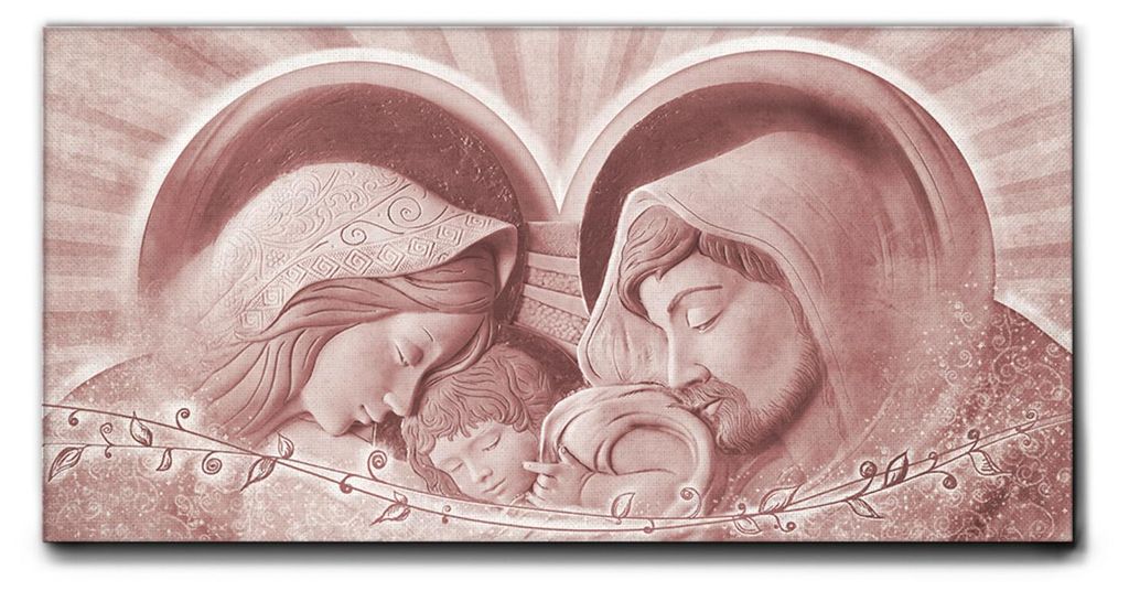 Giallobus - 14 - Segen der Heiligen Familie - Antike Rose - Giallobus - 70L x 35B cm - Bild - Leinwand mit Standardrahmen