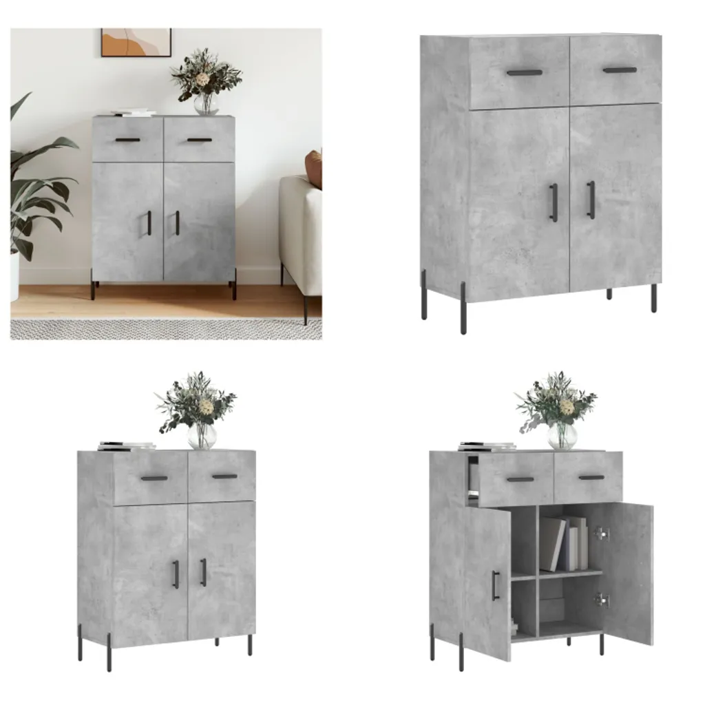 Credenza Moderna vidaXL Grigio Cemento | Mobile Soggiorno 90 cm