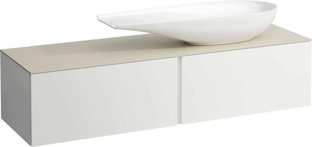LAUFEN ILBAGNOALESSI Schubladenelement, 1 Hahnloch, Steinplatte Calce Avorio, Ausschnitt rechts, 160x50x37cm, zu WT-Schale H81897 4, H4313450979991