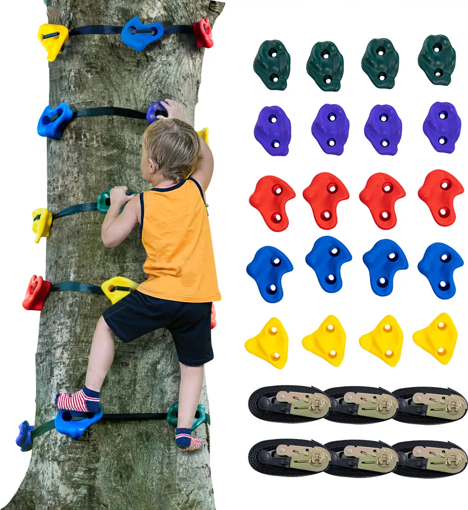 Set VEVOR Arrampicata Ninja Outdoor: 20 Prese + 6 Cinghie Cricchetto