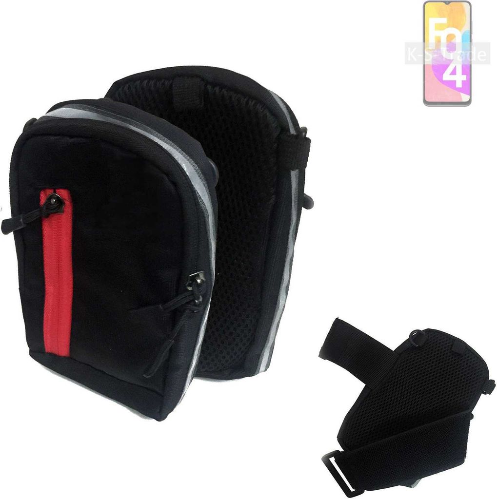K-S-Trade Outdoor Gürteltasche Holster Umhängetasche kompatibel mit Samsung Galaxy F04 schwarz Handy Tasche Case travelbag Schutz Hülle Handy