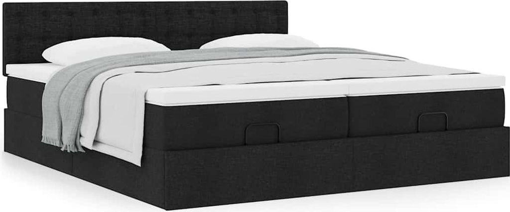 Maison Exclusive - Ottoman-Bett mit Matratzen Schwarz 200x200 cm Stoff