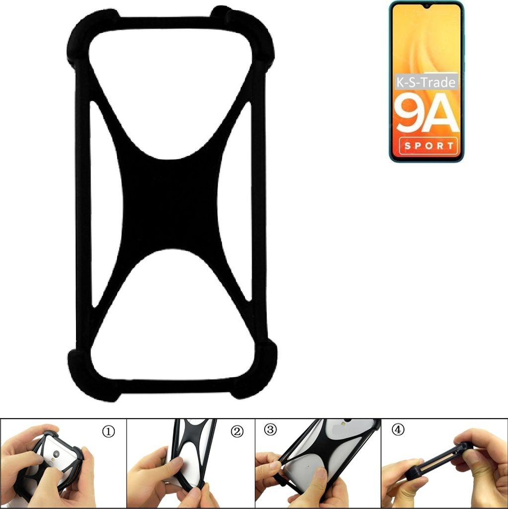 K-S-Trade Handy-Hülle Schutz-Hülle kompatibel mit Xiaomi Redmi 9A Sport Silikon Bumper TPU Softcase Smartphone Stoßschutz, schwarz