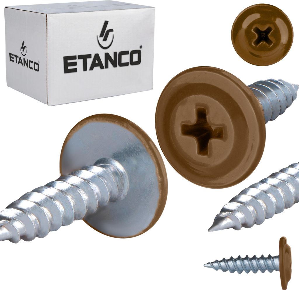 ETANCO GM-S selbstschneidende Blechschrauben Flachkopf RAL 8003 Lehmbraun 4,2 x 16 mm 250 Stk.