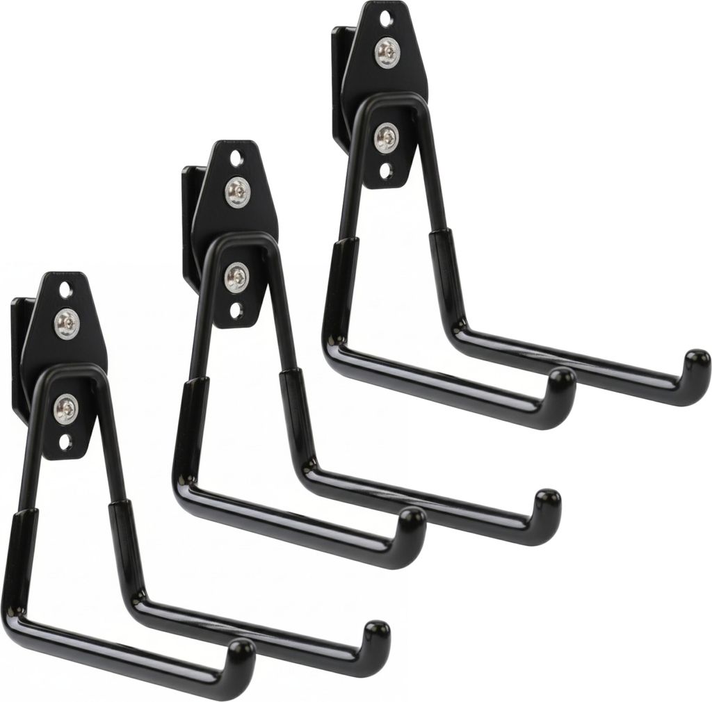 Set 3 Stck. Werkzeughaken von BOTLE für Qbrick Koffer-System für Elektrowerkzeuge, "Geradeförmig" 13cm, stabil mit PVC-Ummantelung, für Garage,...