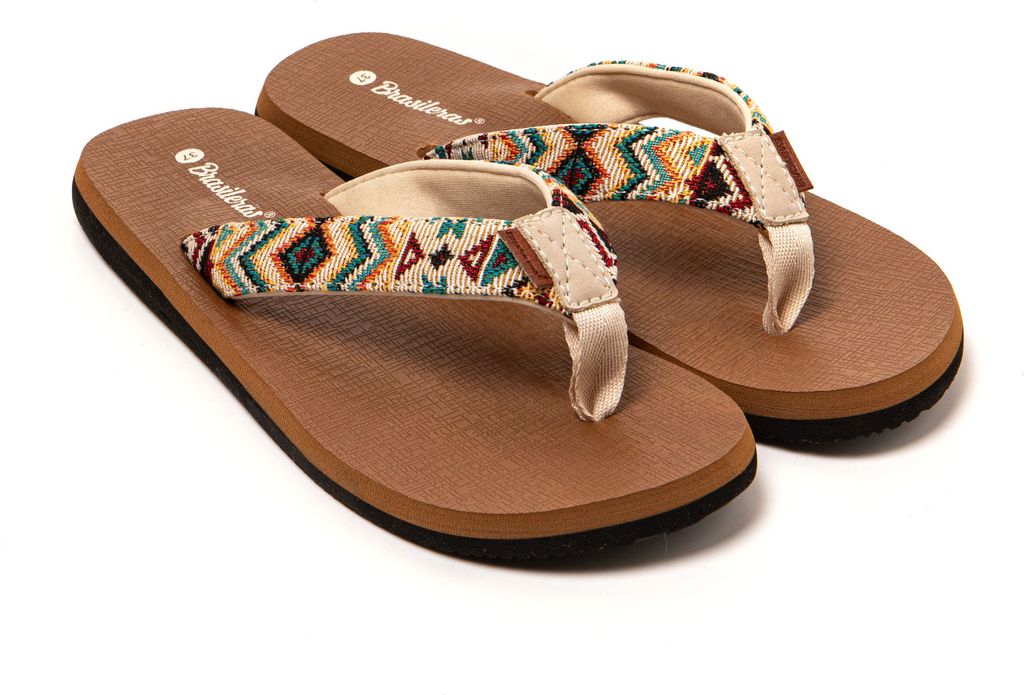BRASILERAS Damen Zehensandalen mit rutschfester Sohle bequem schuhe für strand/schwimmbad/stadt beige 39 EU - UBINCA