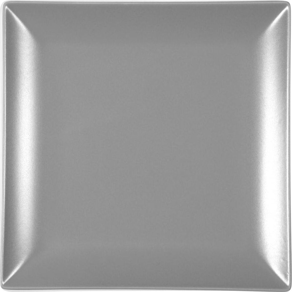 H&h 6er-Set Boston Osaka flache Teller aus grauem Steingut, 24x24 cm