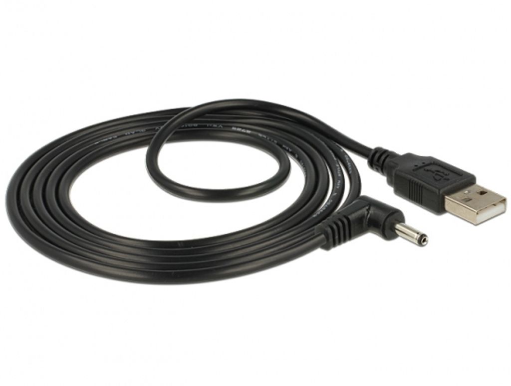 USB Strom Adapterkabel  Hohlstecker 5,5 x 2,1mm gewinkelt 1,00 m Länge 