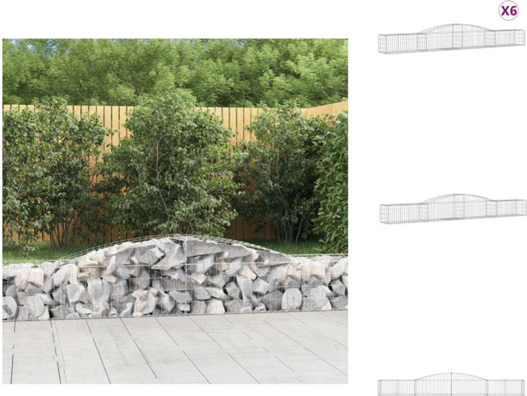 vidaXL Gabionen mit Hochbogen 6 Stk. 400x50x40/60cm Produktbild 