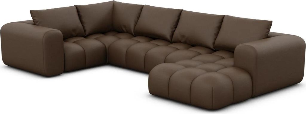 Echtleder U-Form XL Wohnlandschaft Lavera Dunkelbraun Rechts